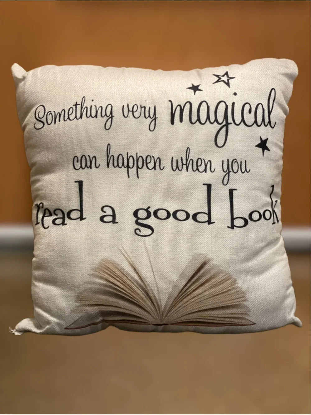 Neutral Decorative Pillow with Book Quote - Book Lovers Pillow - 17”x17”